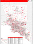 Los Angeles Orange County Wall Map Red Line Style